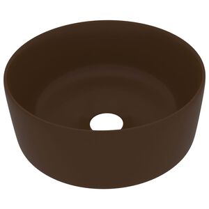 vidaXL luksuri&oslash;s h&aring;ndvask 40x15 cm rund keramik mat m&oslash;rkebrun