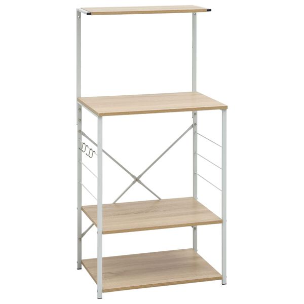 vidaXL køkkenreol til mikroovn 60x39,6x123 cm konstrueret træ hvid/eg