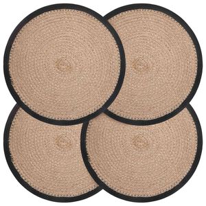 vidaXL Jute d&aelig;kkeservietter 4 stk. Naturfarvet og sort 100% Tossa jute