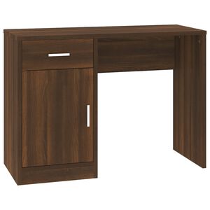 vidaXL skrivebord med skab 100x40x73 cm konstrueret tr&aelig; brunt egetr&aelig;