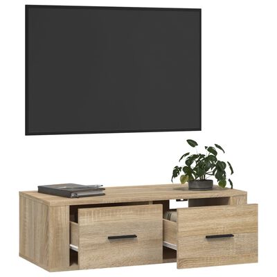 vidaXL væghængt tv-bord 80x36x25 cm konstrueret træ sonoma-eg