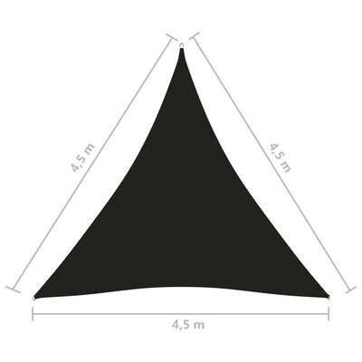 vidaXL solsejl 4,5x4,5x4,5 m trekantet oxfordstof sort