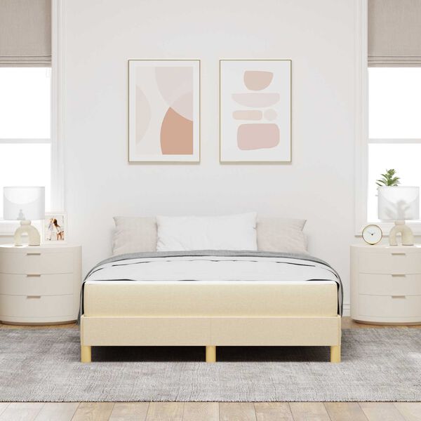 vidaXL Box spring seng med madras Creme 140 x 200 cm Stof