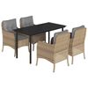 vidaXL spisebordss&aelig;t til haven 5 dele med hynder polyrattan beige