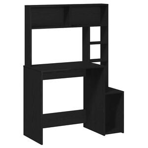 vidaXL skrivebord m. hylder 100x45x140 cm konstrueret tr&aelig; sort