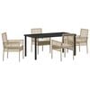 vidaXL Have Spisebordss&aelig;t 5 stk. Beige polyrattan