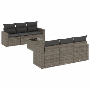 vidaXL sofaes&aelig;t til haven 7 dele med hynder polyrattan gr&aring;