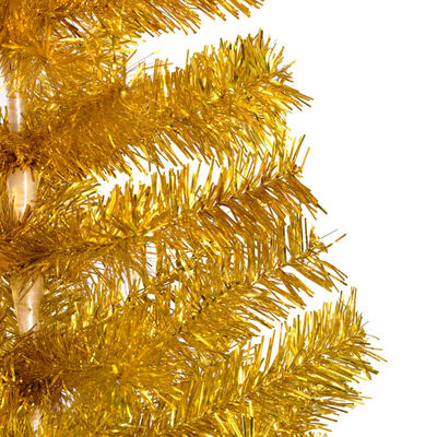 vidaXL kunstigt juletræ med lys og kuglesæt 210 cm PET guldfarvet