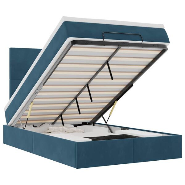 vidaXL osmannisk sengeramme med madrasser 120x200 cm fl&oslash;jl m&oslash;rkebl&aring;