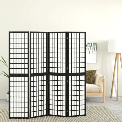 vidaXL 4-panels rumdeler 160x170 cm foldbar japansk stil sort