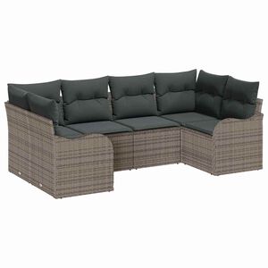 vidaXL Havesofa S&aelig;t med opbevaring 6 pcs Gr&aring; Poly rattan