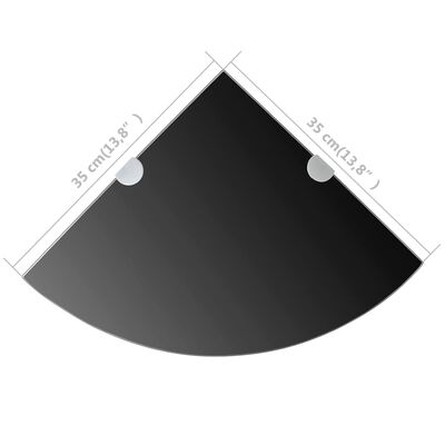 vidaXL hjørnehylde med krombeslag sort glas 35 x 35 cm