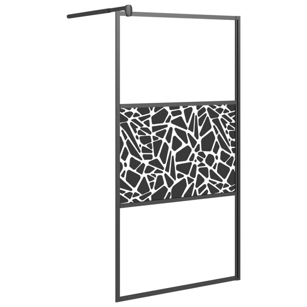 vidaXL brusev&aelig;g 100x195 cm sikkerhedsglas med stendesign sort