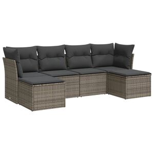 vidaXL sofas&aelig;t til haven 6 dele med hynder polyrattan gr&aring;