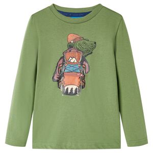vidaXL Lang&aelig;rmet T-shirt til b&oslash;rn str. 104 lys kakifarve