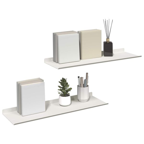 vidaXL Sv&aelig;vende hylde V&aelig;gmonteret 2 pcs Hvid 60 x 18 x 2,5 cm St&aring;l