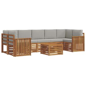 vidaXL Udend&oslash;rs sofagruppe 8 pcs Naturlig og Lys Gr&aring; Massivt Akacietr&aelig;