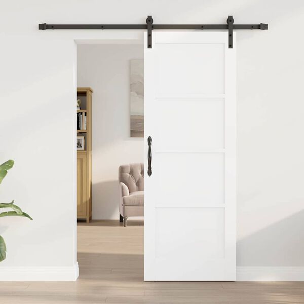 vidaXL Skyded&oslash;r Hvid og sort 73,5 x 198,5 cm Massiv fyrretr&aelig;