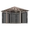 vidaXL pavillon med myggenet og LED-lysk&aelig;der 3x3x2,73 m gr&aring;brun