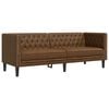 vidaXL 3-personers Chesterfield-sofa imiteret ruskind brun