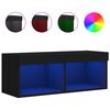 vidaXL tv-bord med LED-lys 80x30x30 cm sort