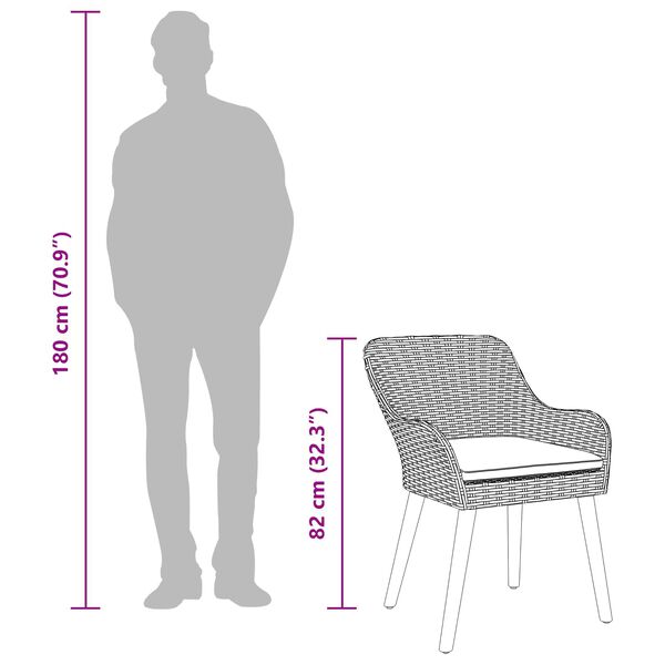 vidaXL Have Spisebordss&aelig;t med pude 7 pcs Gr&aring; polyrattan