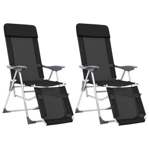 vidaXL foldbare campingstole med fodst&oslash;tter 2 stk. textilene sort