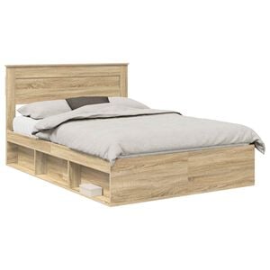 vidaXL Sengestel Ensfarvet Sonoma eg 150 x 200 cm Massiv fyrretr&aelig;