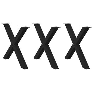 vidaXL spisebordsben X-formet 3 stk. sort 90 x (72-73) cm st&aring;l