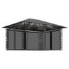 vidaXL pavillon med myggenet og LED-lysk&aelig;der 4x3x2,73 m antracitgr&aring;