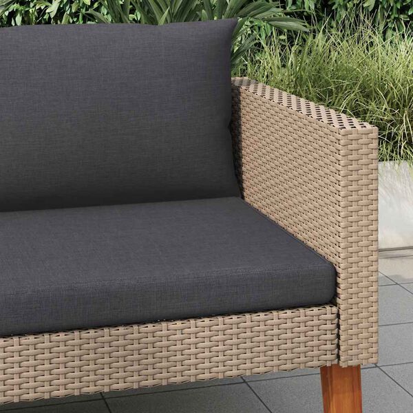 vidaXL 1-personssofa med hynder polyrattan beige