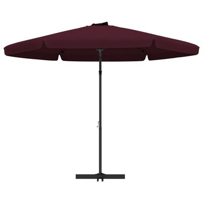 vidaXL udendørs parasol med stålstang 300 cm bordeauxrød