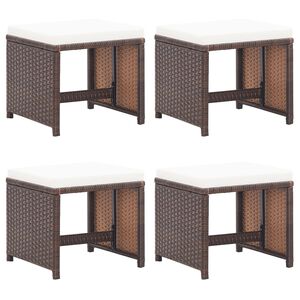 vidaXL haveskamler 4 stk. med hynder polyrattan brun