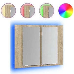 vidaXL badev&aelig;relsesskab m. spejl og LED-lys 60x12x45cm akryl sonoma-eg