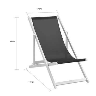 vidaXL foldbare strandstole 2 stk. aluminium og textilene sort