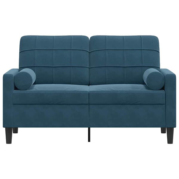 vidaXL 2-personers sofa med pyntepuder 120 cm velour bl&aring;