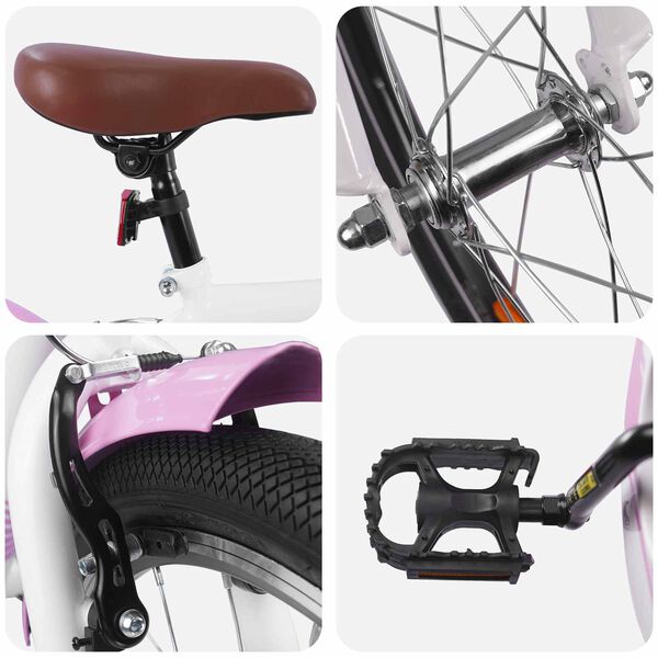 vidaXL B&oslash;rnecykel 18 tommer til 5-7 &aring;r gammel Lys pink