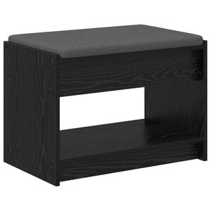 vidaXL Hallb&aelig;nk Sort Eg 63 x 38 x 45 cm Kunstigt tr&aelig; og stof