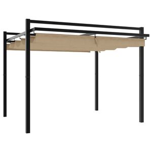 vidaXL pavillon med sammenrulleligt tag 3x3 cm aluminium gr&aring;brun