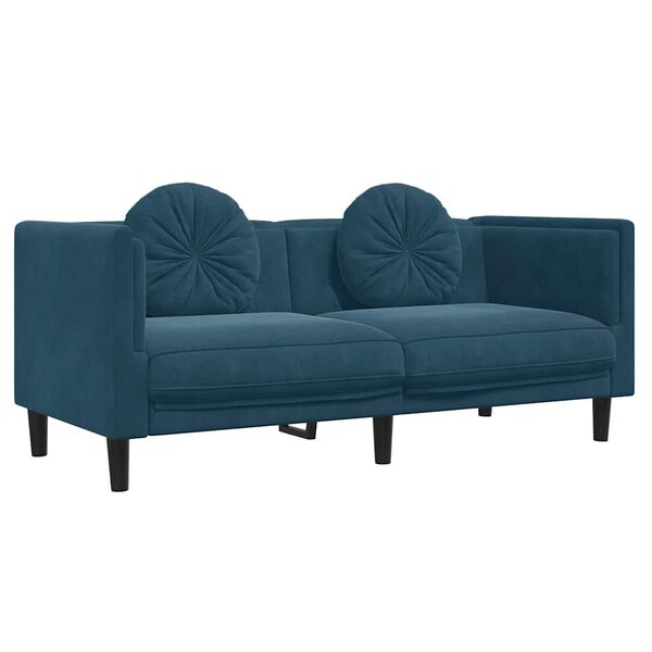 vidaXL 2-personers sofa med hynder velour bl&aring;
