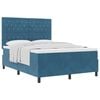 vidaXL Box spring seng med madras M&oslash;rk bl&aring; 140 x 200 cm Fl&oslash;jl