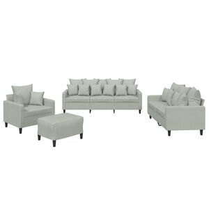 vidaXL sofas&aelig;t 4 dele med hynder velour lysegr&aring;