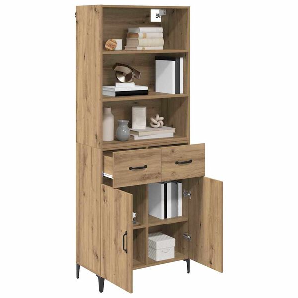 vidaXL Highboard Artisan Egetr&aelig; 69,5 x 34 x 180 cm Konstrueret tr&aelig;