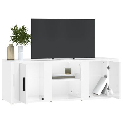 vidaXL tv-bord 100x31,5x35 cm konstrueret træ hvid højglans