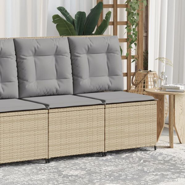 vidaXL loungestol med hynder og l&aelig;nefunktion polyrattan beige