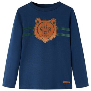 Lang&aelig;rmet T-shirt til b&oslash;rn str. 92 marinebl&aring;