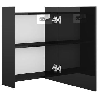 vidaXL badeværelsesskab spejl 62,5x20,5x64 cm spånplade sort højglans