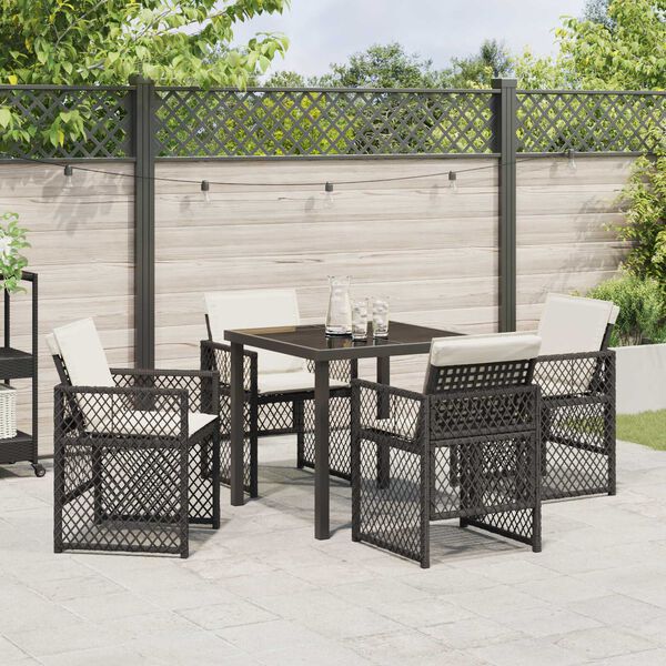 vidaXL Have Spisebordss&aelig;t 5 pcs Sort polyrattan