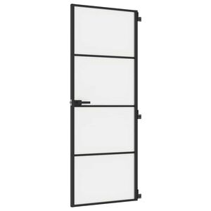 vidaXL d&oslash;r 76x201,5 cm h&aelig;rdet glas og aluminium sort