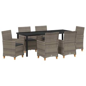 vidaXL Have Spisebordss&aelig;t 7 stk. Gr&aring; polyrattan